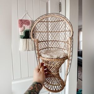 vintage | mini peacock chair with macrame “cushion”